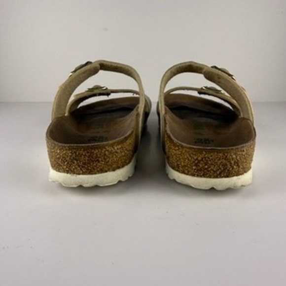 Birkenstock 36 Sydney Birko-Flor TwoStrap Sandals Snake Cream Leather Shine - Picture 4 of 12